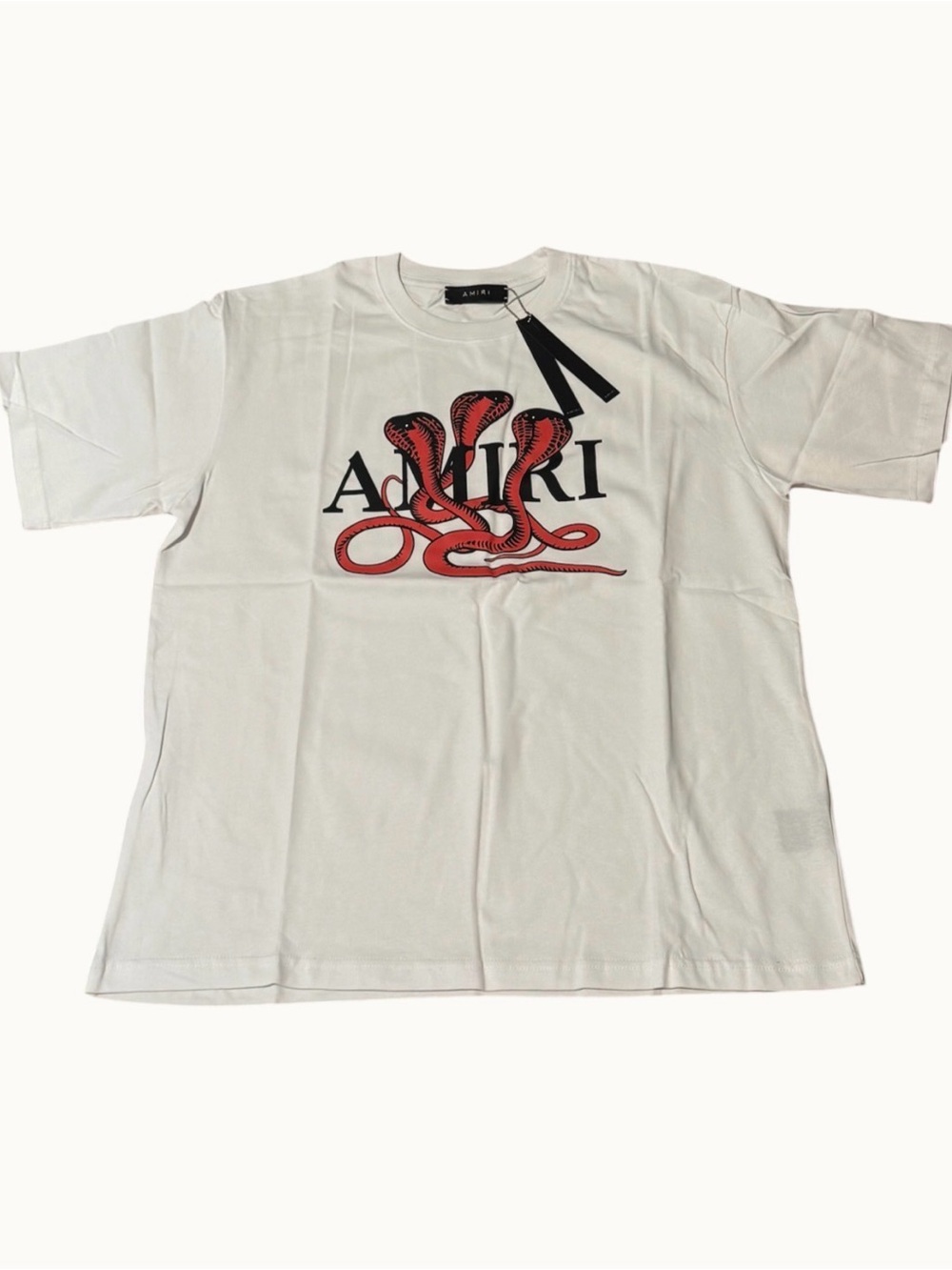 AMIRI Light Gray Short Sleeve T-Shirt with Red Snake Logo